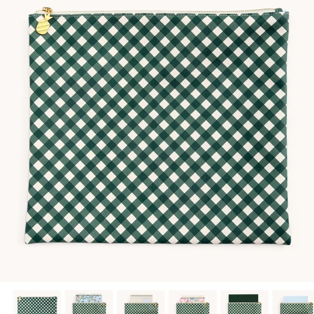 Camp Green Gingham Zip Planner Pouch Sleeve